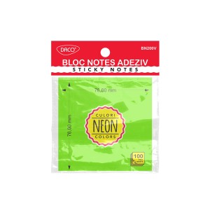 BN200V BLOC NOTES ADEZIV 76X76 VERDE NEON DACO BN200V - Image 1