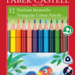 CREIOANE COLORATE TRIUNGHIULARE 12 CULORI + ASCUTITOARE ECO FABER-CASTELL